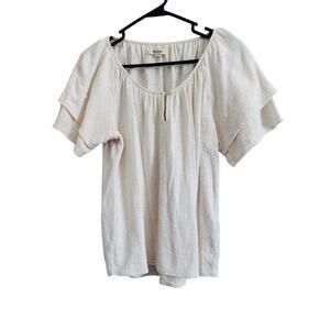 Madewell Cream Peasant Ruffle Blouse Size Small